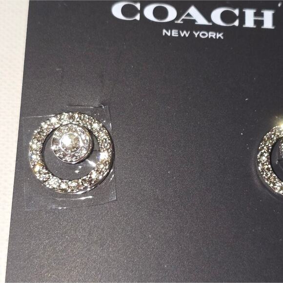 Coach Convertible Silver Crystal Stud Earrings New! - Picture 4 of 6